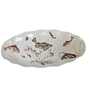 Waverly Products melamine oval retro collectible platter, " Montage of the Sea"